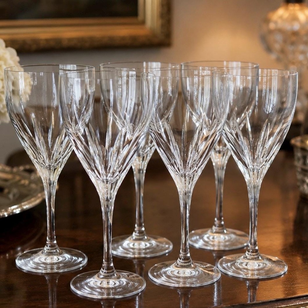 6 VTG 90s Schott Zwiesel Revue Crystal Wine Goblets German Crystal 8.25" Z Mark